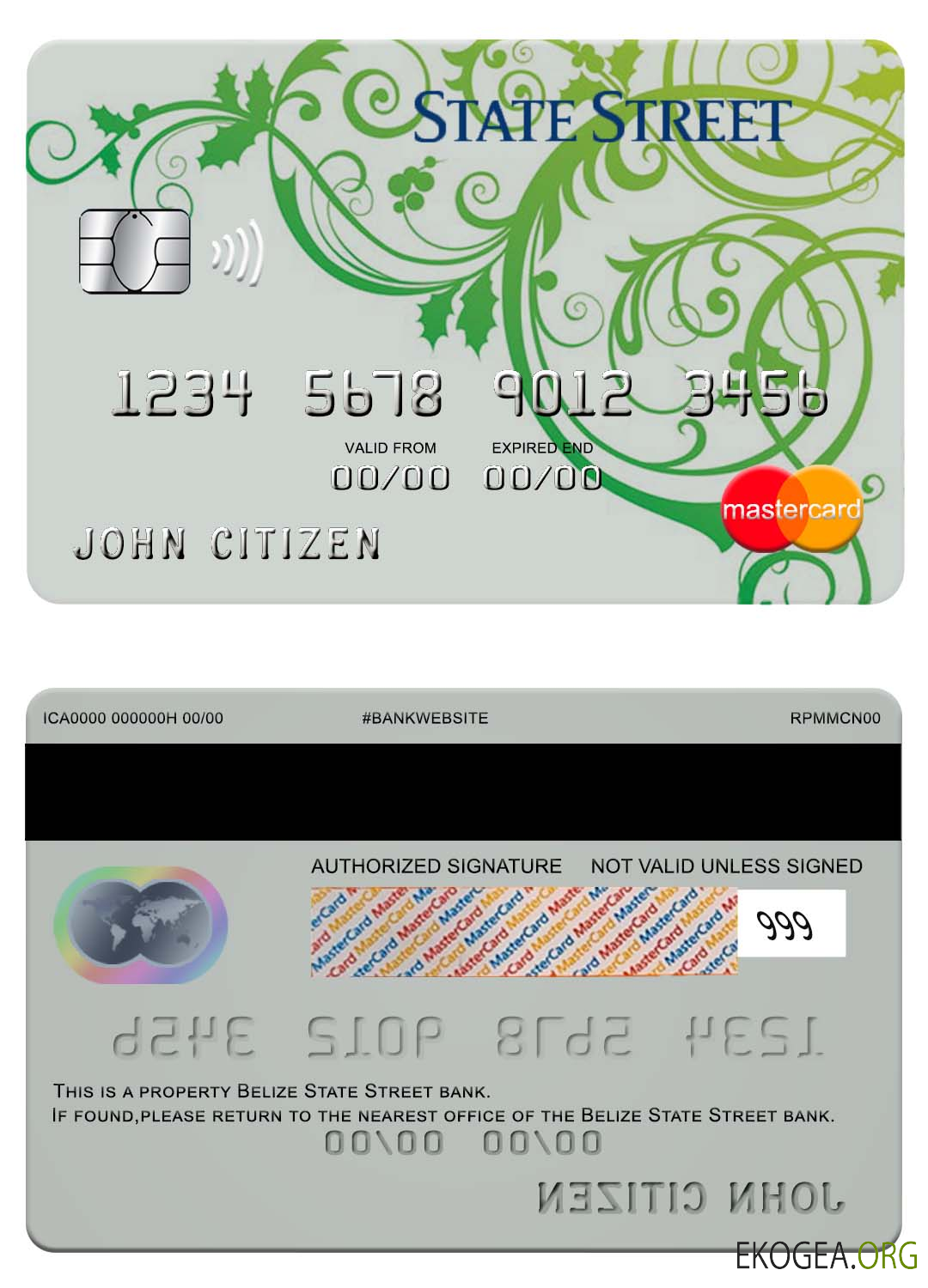 Carte Mastercard de la banque strret de l'État du Belize